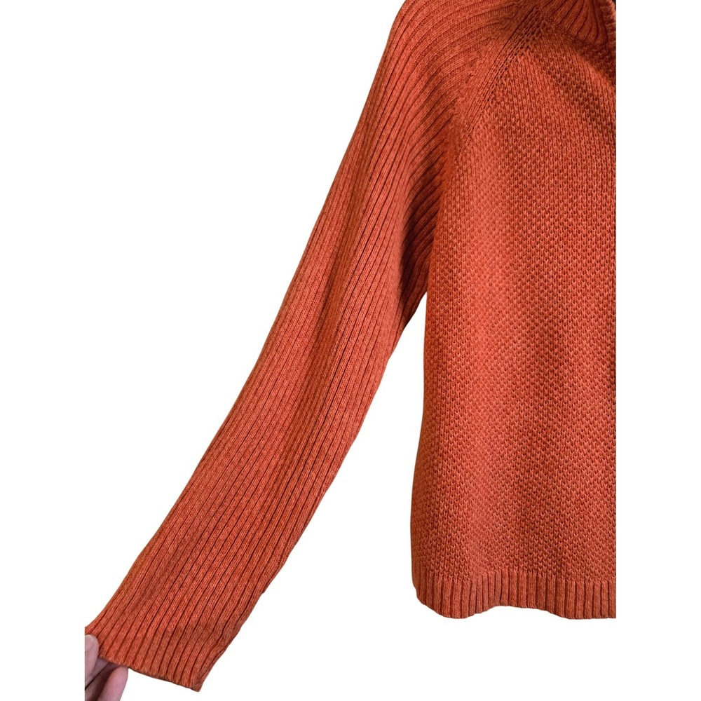 Woolrich Womens M Classic Bittersweet Orange Ramie Cotton Quarter Zip Sweater - Picture 4 of 10